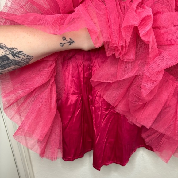 Storia Pink Tulle Ruffle Mini Dress - Picture 8 of 13